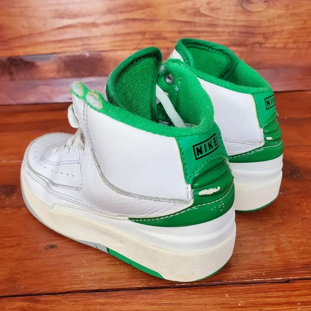 Nike Air Jordan 2 Retro Shoes Toddler 10.5C White Green Sneakers DQ8564-103